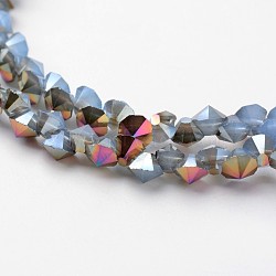 Electroplate Glass Bead Strands, Imitation Jade, Half Plated, Diamond, Light Sky Blue, 4x4mm, Hole: 1mm, about 143pcs/strand, 11.8 inch(EGLA-J138-A-HP01)