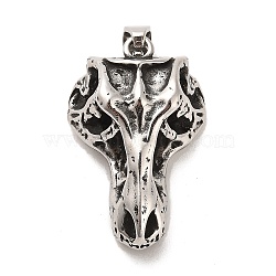 304 Stainless Steel Pendants, Horse Charms, Antique Silver, 42x27.5x17.5mm, Hole: 9.5x5.5mm(STAS-M334-06AS)