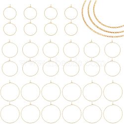 36Pcs 3 Size Ion Plating(IP) 316 Surgical Stainless Steel Hoop Earrings Findings, Wine Glass Charms Rings, Golden, 25~34x21~30mm, Pin: 0.6mm, 12Pcs/size(STAS-UN0039-40)