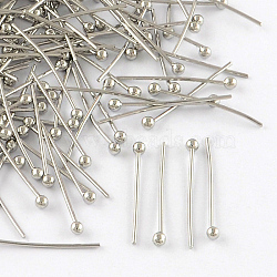 Brass Ball Head Pins, Cadmium Free & Lead Free, Platinum, 14x0.5mm, 24 Gauge, Head: 2mm, about 10000pcs/bag(KK-R020-01P)