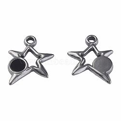 304 Stainless Steel Charms, with Dyed Black Shell, Star, Stainless Steel Color, 15x13x2mm, Hole: 1.6mm(STAS-N087-51-04P)
