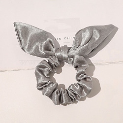 Rabbit Ear Polyester Elastic Hair Accessories, for Girls or Women, Changeant Fabric Scrunchie/Scrunchy Hair Ties, Silver, 80mm(OHAR-PW0007-15E)