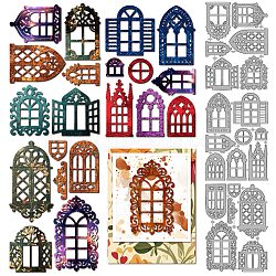 3Pcs 3 Styles Vintage Window Theme Carbon Steel Cutting Dies Stencils, for DIY Scrapbooking, Photo Album, Decorative Embossing Paper Card, Mixed Shapes, 160x110x0.8mm, 1pc/style (DIY-WH0309-4526)
