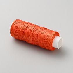 Flat Waxed Polyester Cords, with Craft Paper Cards, for Bracelet Making, Orange Red, 0.5x0.2mm, about 32.81 Yards(30m)/Roll(YC-TAC0005-01E)