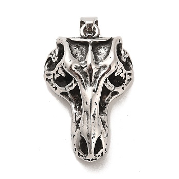 304 Stainless Steel Pendants, Horse Charms, Antique Silver, 42x27.5x17.5mm, Hole: 9.5x5.5mm