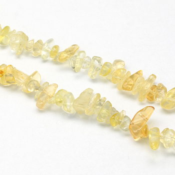 Natural Citrine Stone Bead Strands, Dyed & Heated, Chip, 6~9x6~9x2~4mm, Hole: 1mm, about 240pcs/strand, 34.6 inch