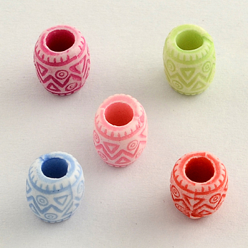 Craft Style Acrylic Beads, Barrel, Mixed Color, 7x8.5mm, Hole: 4mm, about 1700pcs/500g