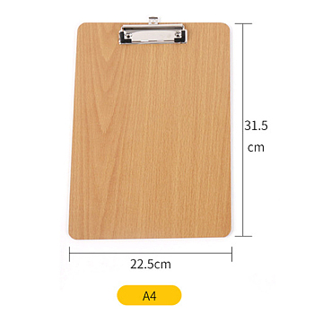 Wooden Clipboard, with Iron Clips, for Office, Hospital, Rectangle, BurlyWood, 315x225mm