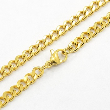 Men's 304 Stainless Steel Curb Chain Necklaces, with Lobster Claw Clasps, Faceted, Golden, 24.4 inch(62cm)