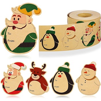 Christmas Theme Cartoon Paper Stickers, Self-adhesive Decorative Stickers Decals, Santa Claus, 75x55mm, 200pcs/roll