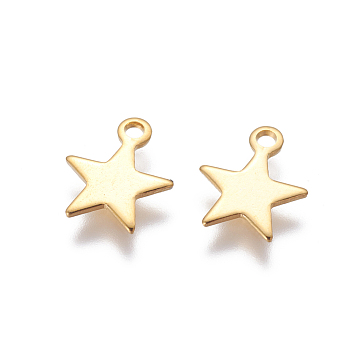 304 Stainless Steel Charms, Star, Golden, 10x8.5x1mm, Hole: 1.4mm