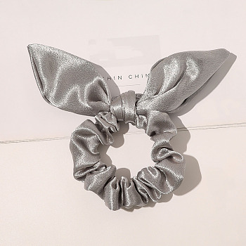 Rabbit Ear Polyester Elastic Hair Accessories, for Girls or Women, Changeant Fabric Scrunchie/Scrunchy Hair Ties, Silver, 80mm