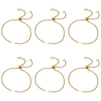 8Pcs 304 Stainless Steel Box Chain Slider Bracelet Makings, Golden, 9-7/8 inch(25cm), Hole: 3mm
