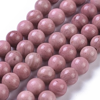 Natural Rhodonite Bead Strands, Round, 6mm, Hole: 1mm, about 60pcs/strand, 15.5 inch