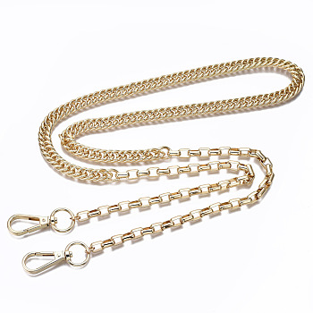 Bag Chains Straps, Brass Curb Link Chains and Iron Cable Link Chains, with Alloy Swivel Clasps, for Bag Replacement Accessories, Light Gold, 108.5x1cm