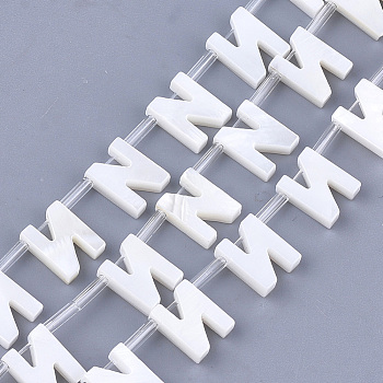Natural Freshwater Shell Beads, Top Drilled Beads, White, Letter.N, 10x7.5x3mm, Hole: 0.8mm