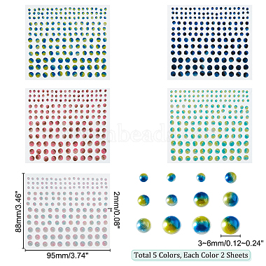 ahadermaker 10 シート 5 色 粘着アクリル フェイクパール ステッカー(DIY-GA0004-51)-2