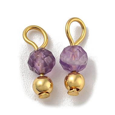 Golden Round Amethyst Charms