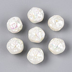 UV Plating Opaque Acrylic Beads, Iridescent, Rondelle, Creamy White, 15.5x15.5x14.5mm, Hole: 2.2mm(SACR-T020-04)