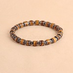 Vintage Natural Tiger Eye & Synthetic Non-magnetic Hematite Beads Stretch Bracelets for Women Men, Column, 7.09 inch(18cm)(UH5548-2)