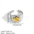 Ocean 304 Stainless Steel Cuff Open Rings, Golden & Stainless Steel Color, Starfish, 19mm(FS-WG715FC-06)