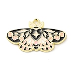 Alloy Enamel Pendants, Golden, Butterfly with Flower Charm, Misty Rose, 17.5x30x1.5mm, Hole: 1.6mm(ENAM-R146-01E)
