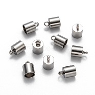 304 Stainless Steel Cord Ends, Stainless Steel Color, 10x7mm, Hole: 2.2mm, 6mm inner diameter(STAS-E020-7)