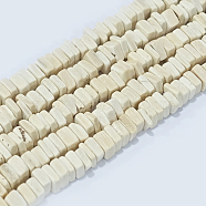 Coconut Beads Strands, Square Heishi Beads, Antique White, 6~8x2~6mm, Hole: 1.6mm, about 110pcs/strand, 15.75''(40cm)(COCB-D005-01A)