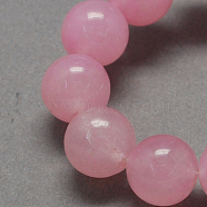 Natural White Jade Bead Strands, Dyed, Round, Pink, 12mm, Hole: 1.5mm, about 33pcs/strand, 15.3 inch(G-R165-12mm-22)