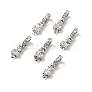 Brass Micro Pave Clear Cubic Zirconia Fold Over Clasps, Cadmium Free & Nickel Free & Lead Free, Platinum, Clasp: 7.5x4x3mm, Hole: 1.2mm(KK-G419-31P)