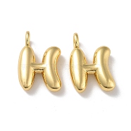 Brass Pendants, Real 18K Gold Plated, Letter H, 19x13x4.7mm, Hole: 3.4mm(KK-A199-01G-H)