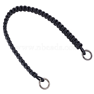 Braided PU Leather Bag Straps, with Alloy Spring Gate Rings, for Bag Replacement Accessories, Black, 64x2.3x1.2cm(FIND-WH0111-95)
