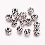 Tibetan Style Spacer Beads , Lead Free and Cadmium Free, Rondelle, Antique Silver, about 6mm in diameter, 4.5mm thick, hole: 2mm(LF0918Y)