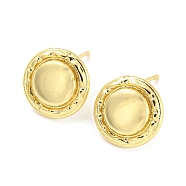 Rack Plating Brass Flat Round Stud Earrings for Women, Lead Free & Cadmium Free, Long-Lasting Plated, Real 18K Gold Plated, 13mm(EJEW-F326-27G)