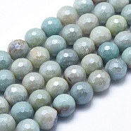 Natural Flower Amazonite Beads Strands, Round, Faceted, 8mm, Hole: 1mm, about 48~49pcs/strand, 15.1~15.5 inch(38.5~39.5cm)(X-G-O164-02-8mm)