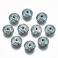CCB Plastic Beads, Flat Round, Turquoise, 10x5mm, Hole: 1.2mm, about 1296pcs/360g(CCB-T011-112)