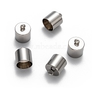 304 Stainless Steel Cord Ends, Column, Stainless Steel Color, 12~14x11mm, Hole: 3mm, Inner Diameter: 10mm(STAS-K004-10mm-01)
