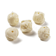 Opaque Acrylic Beads, Lion, Floral White, 13x13x12.5mm, Hole: 1.8mm(MACR-K358-21)