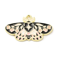 Alloy Enamel Pendants, Golden, Butterfly with Flower Charm, Misty Rose, 17.5x30x1.5mm, Hole: 1.6mm(ENAM-R146-01E)