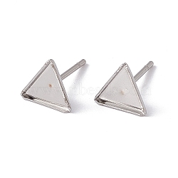 Tarnish Resistant 304 Stainless Steel Stud Earring Findings, Earring Posts, Triangle, 7x7x1mm, Pin: 0.6mm(X-STAS-I010-03)