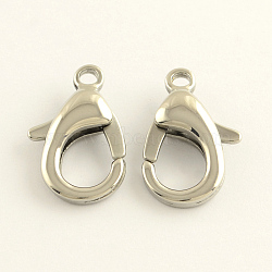 Tarnish Resistant 304 Stainless Steel Lobster Claw Clasps, Stainless Steel Color, 25x15x6mm, Hole: 3mm(STAS-R065-15)