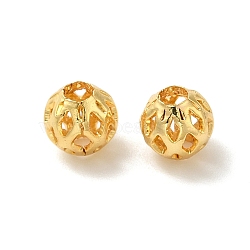 Brass Hollow Spacer Beads, Round, Real 18K Gold Plated, 6mm, Hole: 2mm(KK-P249-03C-G)