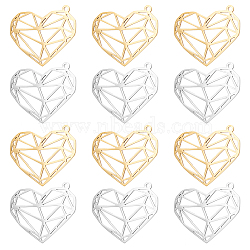 DICOSMETIC 12Pcs 2 Colors 201 Stainless Steel Pendants, Heart, Real Gold Plated & Stainless Steel Color, 23x26x1mm, Hole: 1.4mm, 6pcs/color(STAS-DC0010-59)