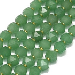 Natural Green Aventurine Beads Strand, Octagonal, 9~10.5x9~10.5x7.5~8.5mm, Hole: 1mm, about 36~40pcs/strand, 15.35~15.55 inch(39~39.5cm)(G-I376-A12-01)