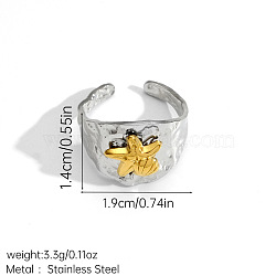 Ocean 304 Stainless Steel Cuff Open Rings, Golden & Stainless Steel Color, Starfish, 19mm(FS-WG715FC-06)