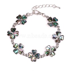 Clover Natural Abalone Shell/Paua Shell Link Bracelets for Women(FS5984-24)