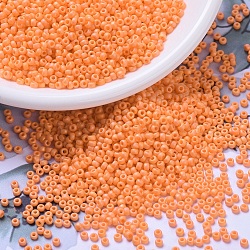 MIYUKI Round Rocailles Beads, Japanese Seed Beads, 11/0, (RR405FR) Matte Opaque Tangerine AB, 2x1.3mm, Hole: 0.8mm, about 1111pcs/10g(X-SEED-G007-RR0405FR)