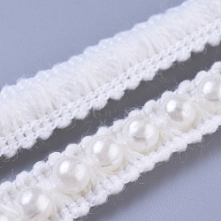 Plastic Imitation Pearl Beads Ribbons, Garment Accessories, White, 11.5mm(FIND-WH0043-54)