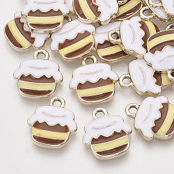 Alloy Enamel Pendants, Light Gold, Honey Pot, Colorful, 15.5x14x3mm, Hole: 2mm(X-ENAM-N048-005B)