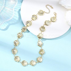 Ocean 304 Stainless Steel Shell Shape Link Chain Necklaces for Women, Golden, 16.34 inch(41.5cm)(NJEW-JN06011)